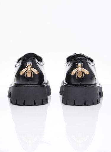 Gucci Bee Leather Lace-Up Shoes Black guc0255064