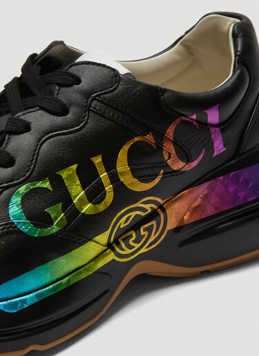 Gucci Rhyton Iridescent Logo Leather Sneakers Black guc0135049