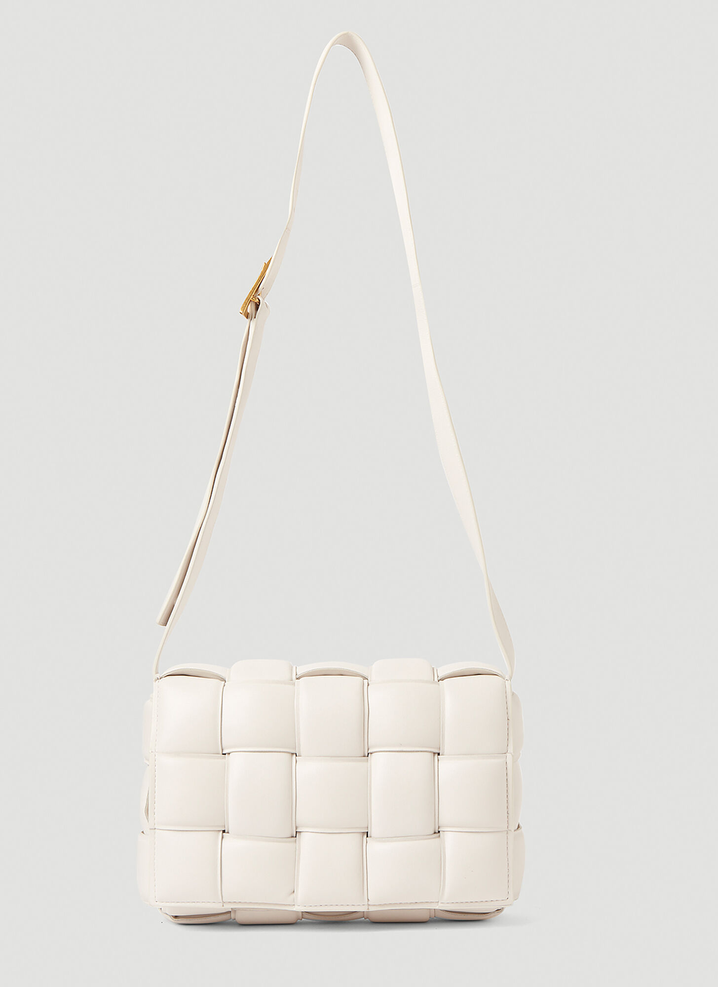 Bottega Veneta Small Padded Cassette Intrecciato Leather Crossbody Bag In White