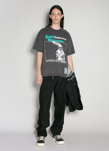 Yohji Yamamoto x Neighborhood 로고 프린트 티셔츠  그레이 yoy0156021