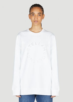 Stella McCartney Hotfix Rhinestone Logo Sweatshirt White stm0253009