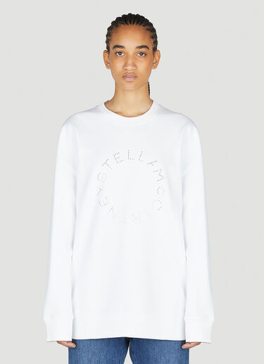 Stella McCartney Hotfix Rhinestone Logo Sweatshirt White stm0253009