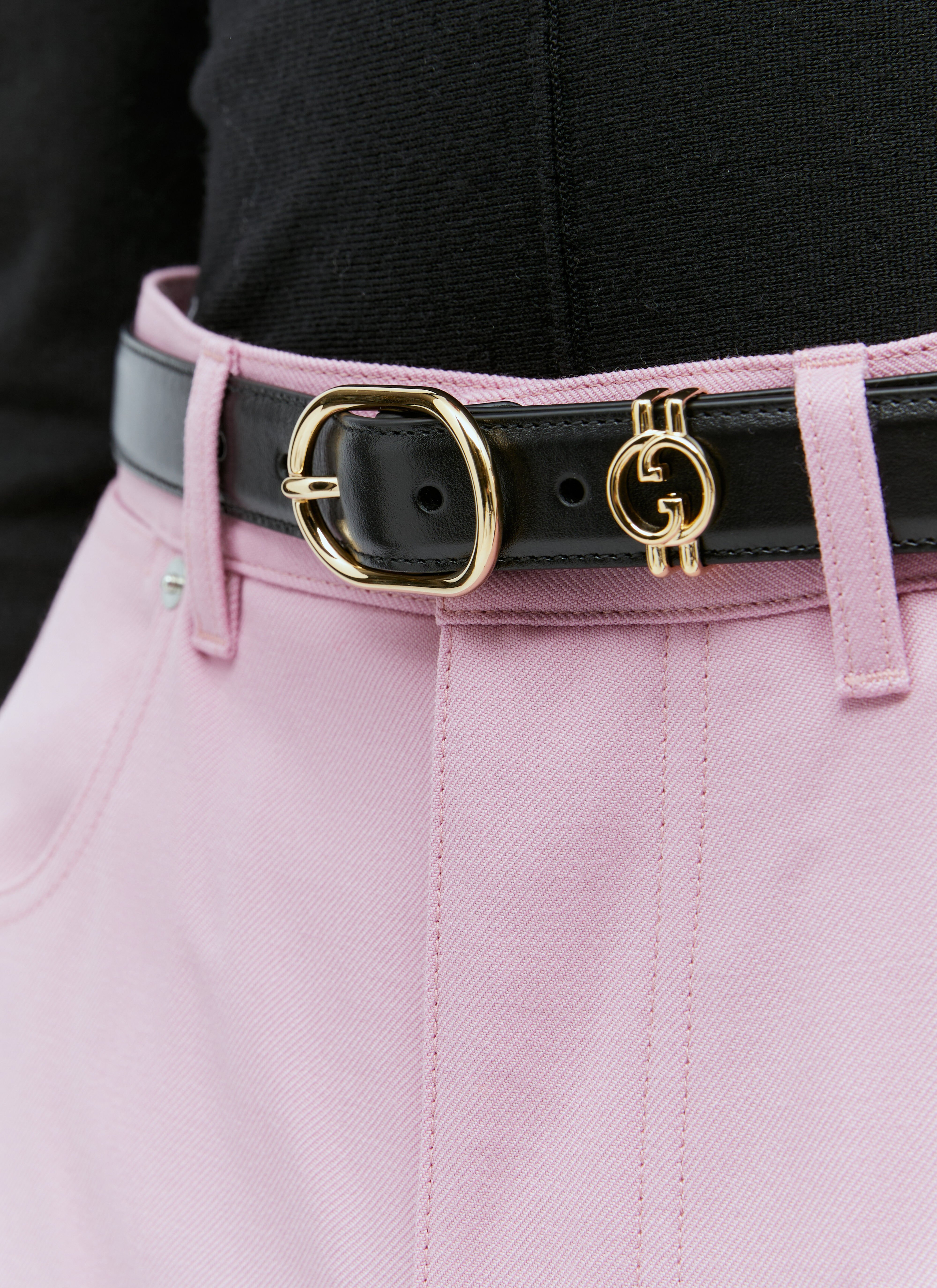 Gucci Women s Interlocking G Leather Belt in Black LN CC