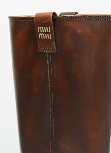 Miu Miu Fumé Leather Boots Brown miu0254039