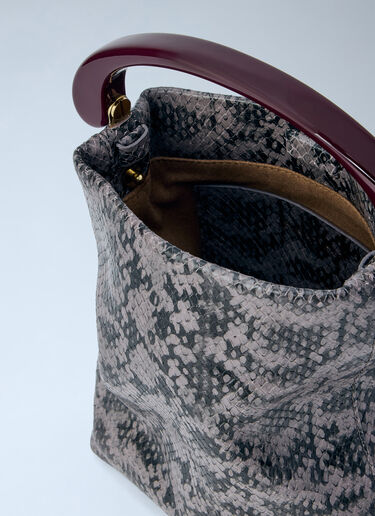 Dries Van Noten Snake-Embossed Leather Top Handle Bag Purple dvn0265015