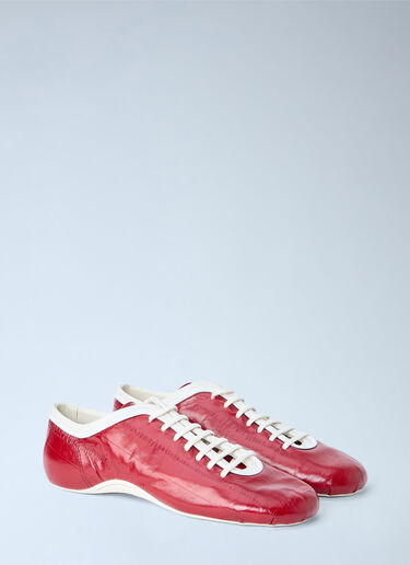LN-CC® - Dries Van Noten: Leather Lace-Up Sneakers - Red Dries Van Noten Leather Lace-Up Sneakers Red dvn0264055