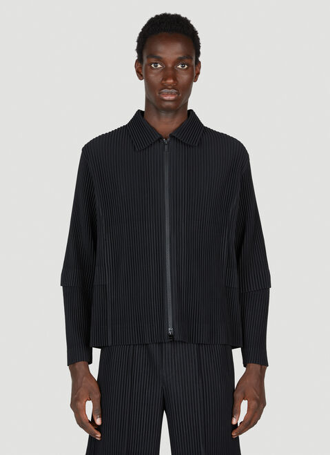 Homme Plissé Issey Miyake Pleated Zip Up Jacket Black hmp0153001