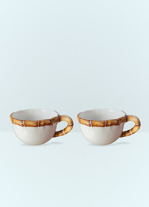 POLSPOTTEN Set Of Two Bamboo Cappuccino Cups Blue wps0691443