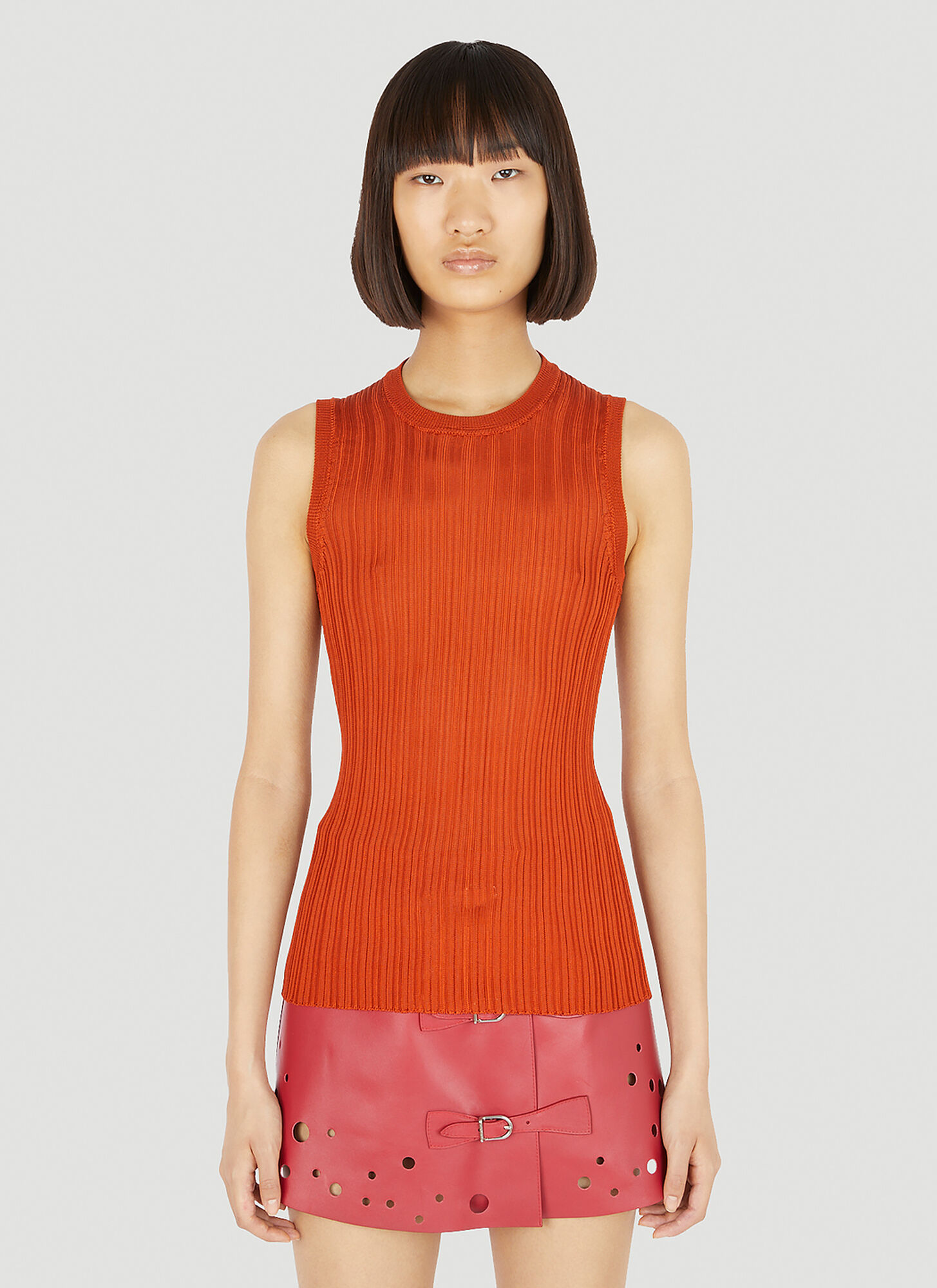 Durazzi Milano Silk Tank Top In Red