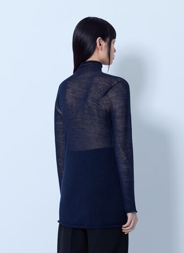 LN-CC® - Issey Miyake: Sheer Turtleneck Sweater - Blue Issey Miyake Sheer Turtleneck Sweater Blue ism0265009