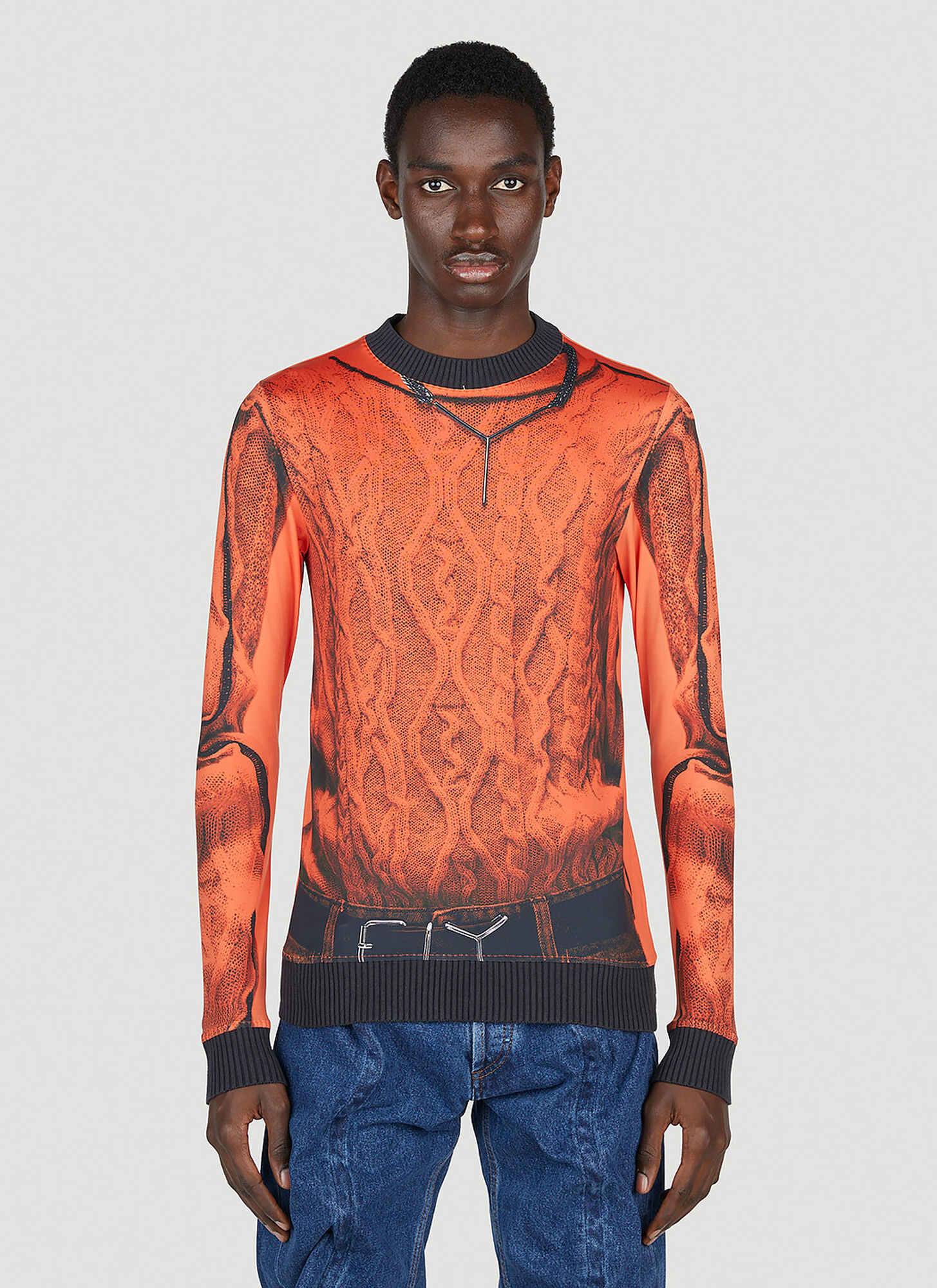 Y/project X Jean Paul Gaultier Trompe L'oeil Top In Orange