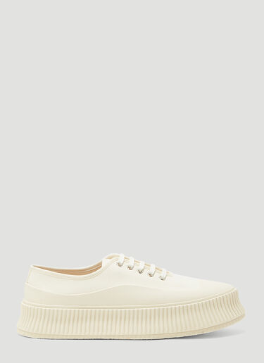 Jil Sander Ribbed-Sole Canvas Sneakers Beige jil0143022