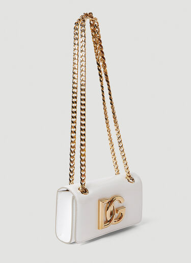 Dolce & Gabbana Logo Plaque Chain Shoulder Bag White dol0249083