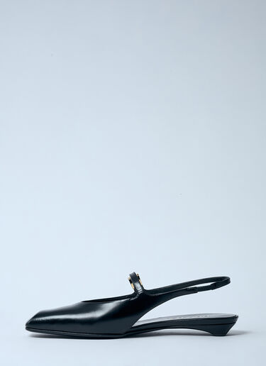 Prada Leather Slingback Ballerina Pumps Black pra0259003