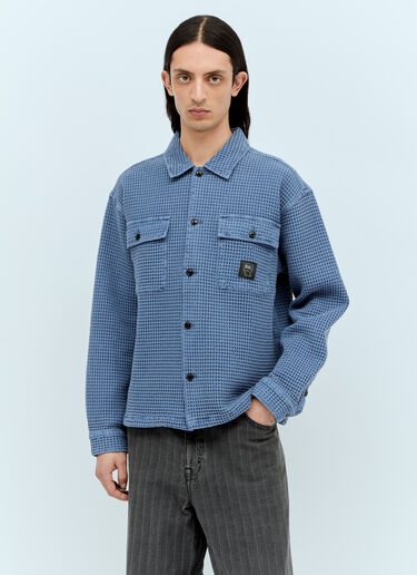 Brain Dead Waffle Button Shirt Blue bra0156002