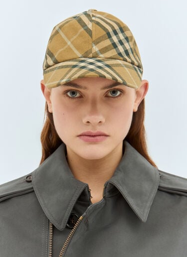 Burberry Check Cotton Baseball Cap Brown bur0358002