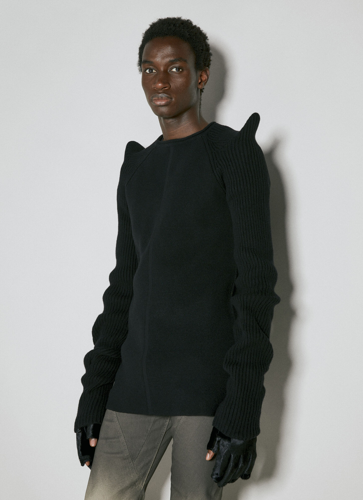 Shop Rick Owens Panel Construction Knit Sweater In Black