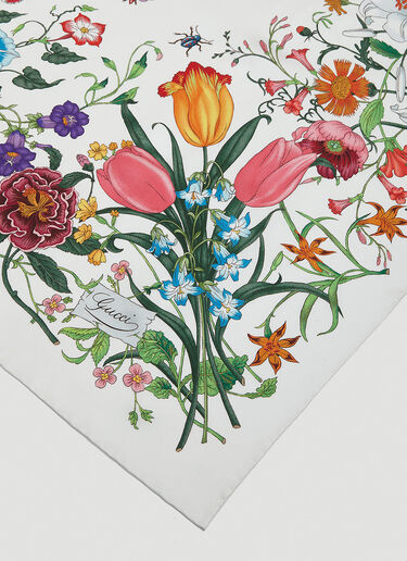 Gucci Floral Silk Scarf White guc0251299