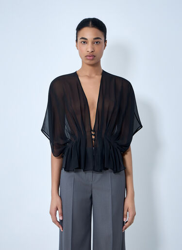 Sheer Button-Front Blouse Max Mara Sheer Button-Front Blouse Black max0264040