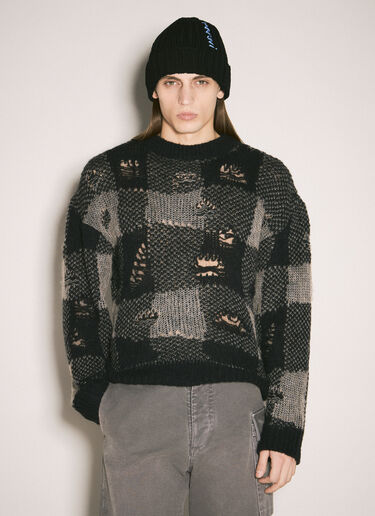 Marni Logo Intarsia Beanie Hat Black mni0159011