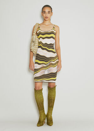 Isa Boulder Wave Knit Midi Dress Yellow isa0253014