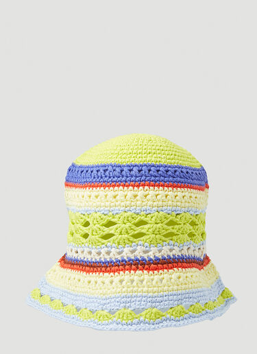 GANNI Crochet Knit Bucket Hat Green gan0248032