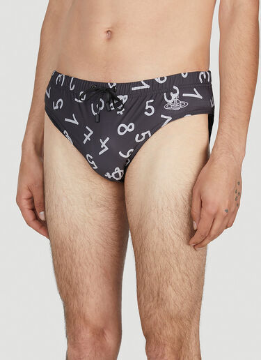 Numerical Print Swim Briefs Vivienne Westwood Numerical Print Swim Briefs Black vvw0152004