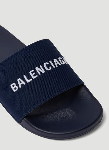 Balenciaga Logo Embroidery Pool Slides Blue bal0148052