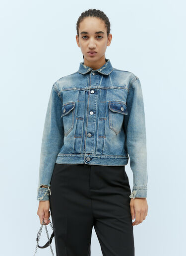 Maison Margiela Cropped Distressed Denim Jacket Light Blue mla0353002