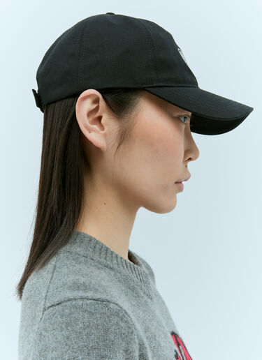 GANNI Logo Embroidery Baseball Cap Black gan0255071