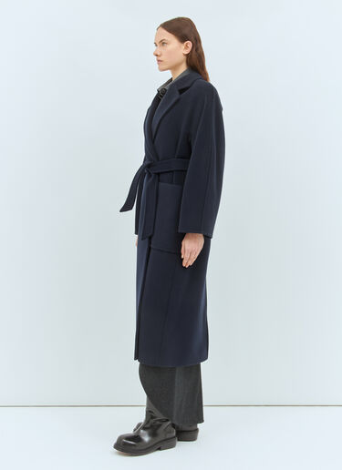 Max Mara Wool And Cashmere Robe Coat Blue max0258001