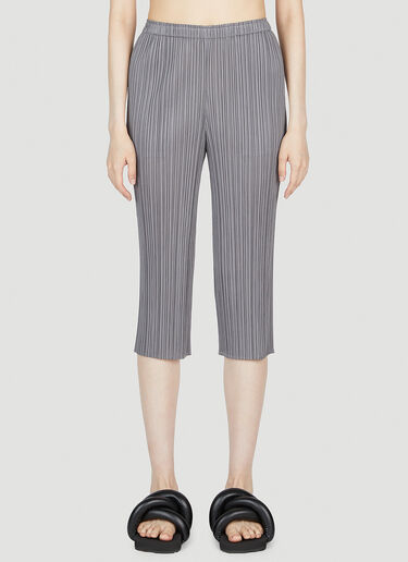 Pleats Please Issey Miyake Cropped Pleated Pants Grey plp0253022