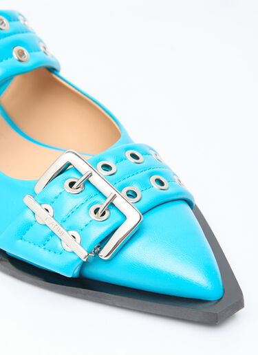 GANNI Feminine Buckle Ballerina Flats Blue gan0255088