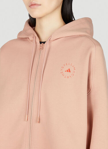 adidas by Stella McCartney Logo Print Cropped Hooded Sweatshirt Pink asm0251011