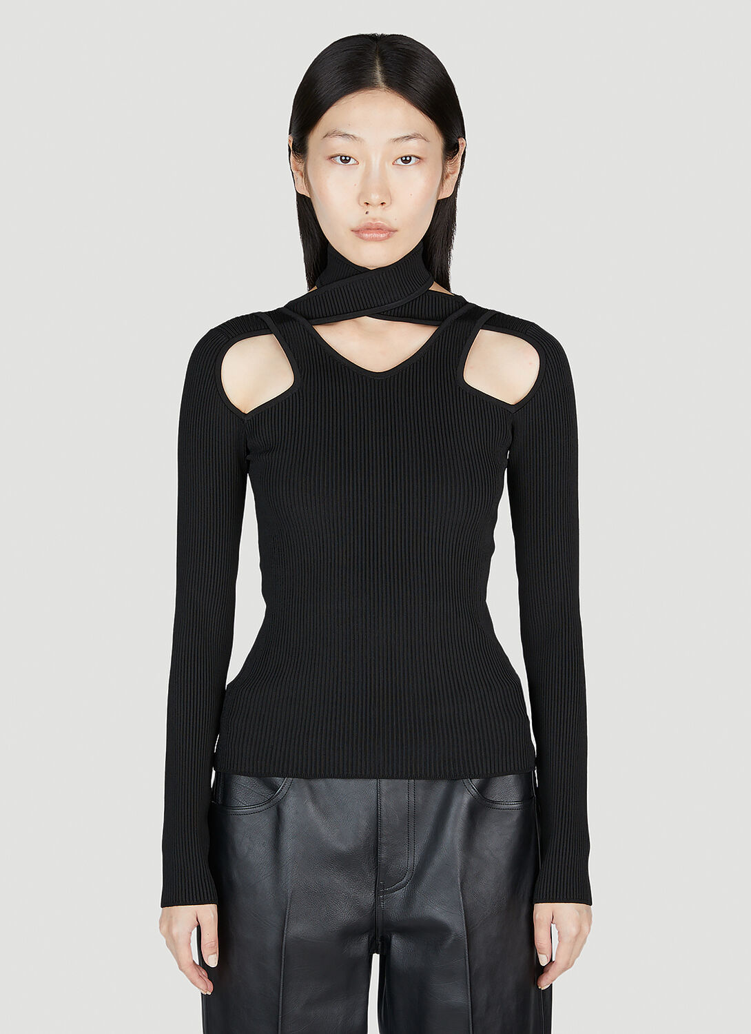 Shop Coperni Cut-out Knit Sweater In Black