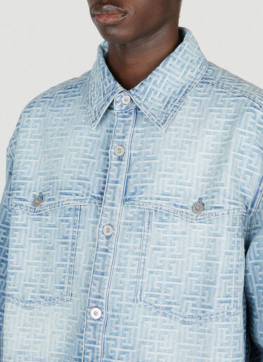 Balmain Monogram Denim Shirt Light Blue bln0152005