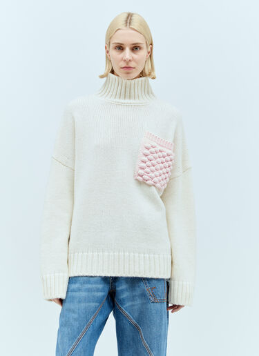 JW Anderson Popcorn Patch Pocket Sweater Cream jwa0255011