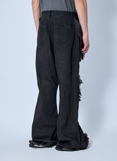 LN-CC® - Rick Owens DRKSHDW: Shredded Denim Slivered Bootcut Jeans - Dark Grey Rick Owens DRKSHDW Shredded Denim Slivered Bootcut Jeans Dark Grey drk0166008