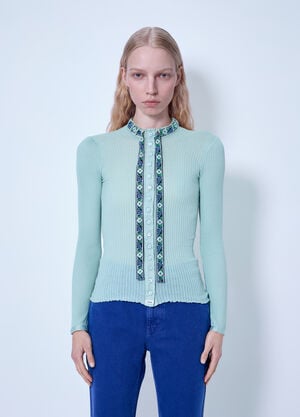 Chloé Tie-Front Fitted Cardigan Top Light Blue chl0266026