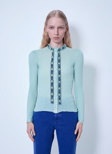 Chloé Tie-Front Fitted Cardigan Top Light Blue chl0266026