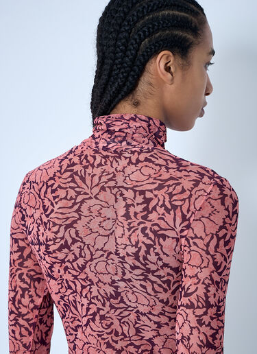 Dries Van Noten プリントメッシュトップス  ピンク dvn0260018