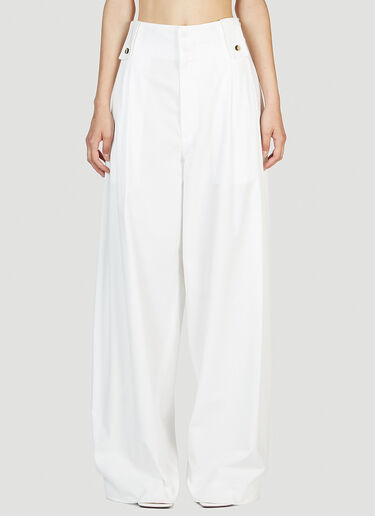 Bottega Veneta Pleated Wide Leg Pants White bov0251111