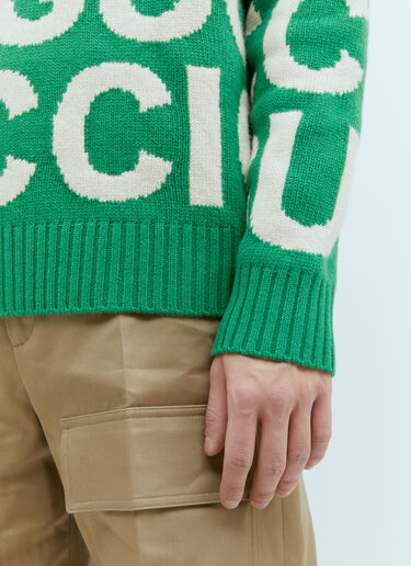 Logo Intarsia Wool Sweater Gucci Logo Intarsia Wool Sweater Green guc0155023