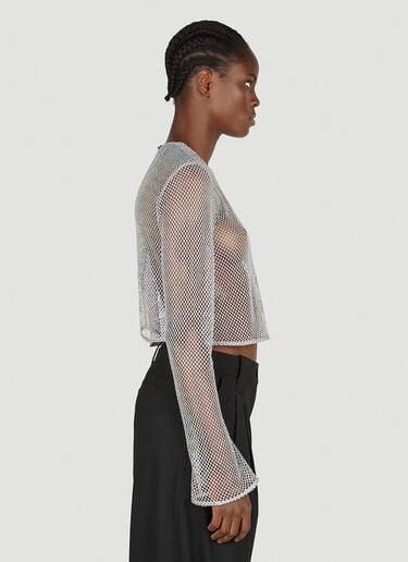 GANNI Embellished Mesh Top Silver gan0252029