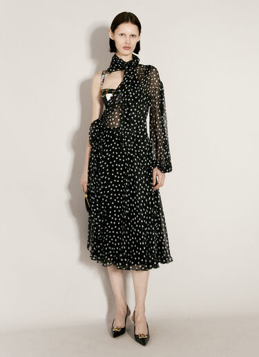 Dolce & Gabbana Polka-Dot One-Shoulder Chiffon Dress Black dol0256002