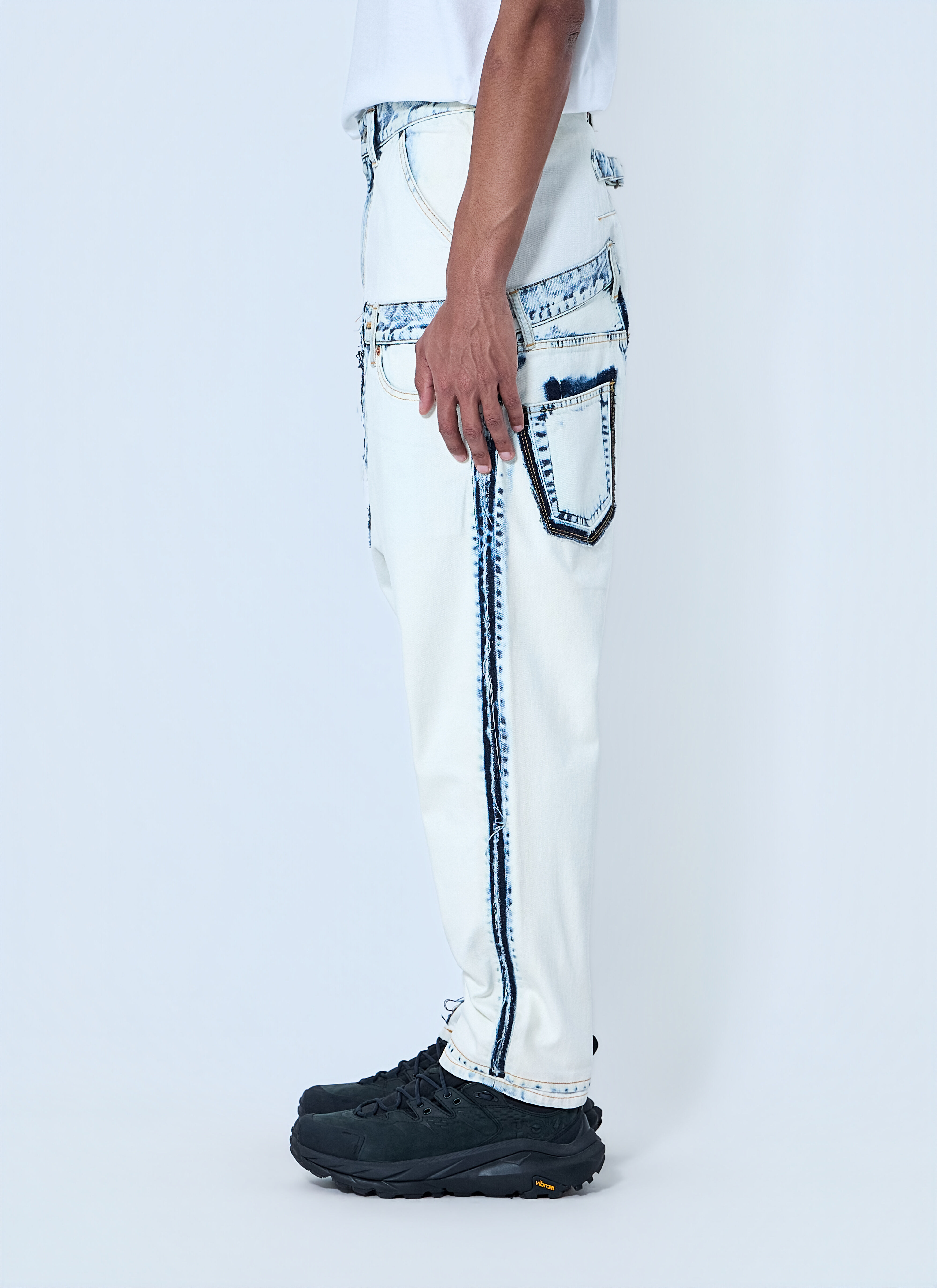パンツ junya watanabe boarder destroy leggings Junya Watanabe Men's' Deconstructed Panelled Denim Trousers in