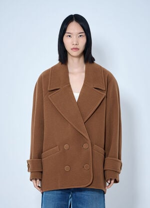 Chloé Double-Breasted Short Coat Camel chl0265008