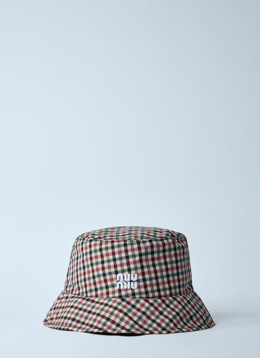 Miu Miu Vichy Bucket Hat Brown miu0259046