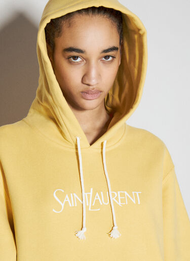 Saint Laurent Logo Embroidery Hooded Sweatshirt Yellow sla0255030