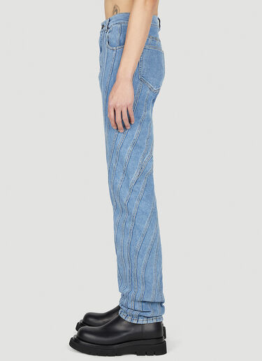 Mugler Structured Panel Jeans Blue mug0351005